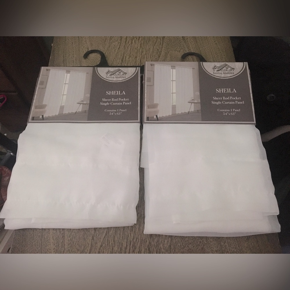54"x63" New White Sheer Curtain Panels (2)